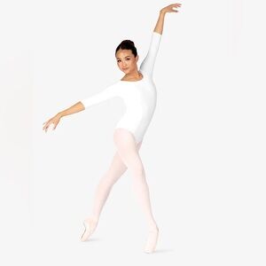 NWT Mariia Boat Neck Low Back 3/4 Sleeve Ballet Dance Leotard, Adult XS